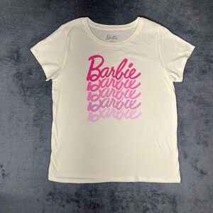 Barbie Pink Logo Graphic Tee Nostalgic White / Kidcore Y2K